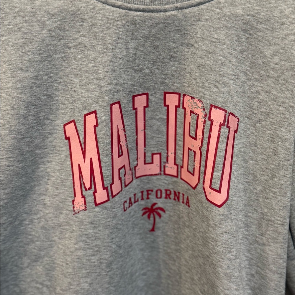 SHEIN BRAND, Gray Distressed Malibu California Sweatshirt, Women's Clothing-SM - Picture 7 of 10